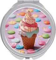 RTSEBVN Travel Makeup Mirror Portable Pocket Mirror Foldable Many Colored Ice Cream Printing Compact Mirror for Women Gifts