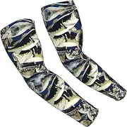 [FSCEV] Fish Pattern Sun Protection Arm Sleeves Outdoor Essentials Cooling Compression Golf Hiking Cycling