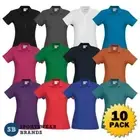 10 x Ladies Crew Polo Shirt Top Size 8 10 12 14 16 18 20 22 24 Womens New P400LS