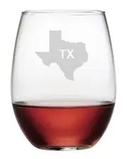 Susquehanna Glass "Texas" Set of 4 Stemless Wine Glasses