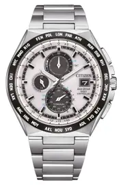 Citizen Eco-Drive GMT Chronograph Silver Dial 100M Men's Watch AT8238-84A