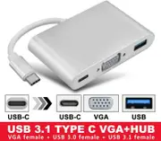 USB 3.1 Type C to VGA USB 3.0 USB-C Multiport Charging Converter HUB Adapter New