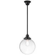 Lights Rod Pendants Black Clear Glass Spheres Traditional Period Lighting