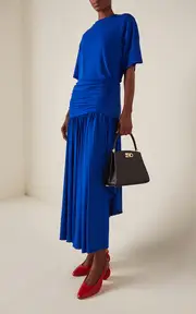 [Ferragamo] Asymmetric Jersey Midi Dress
