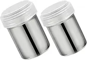 2pcs Stainless Steel Sugar Dispenser Cocoa Powder Shaker Baking Shaker for Coffee Tea Chocolate Spice