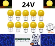 10 x Yellow 24V B22 1W LED Bubble Globe Frosted Yellow Lens sign party (10pcs)