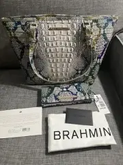 BRAHMIN MEDIUM ASHER SPELLBOUND MELBOURNE LEATHER TOTE BAG & Adelle wallet NWT