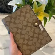 New COACH Signature Canvas Notebook , planner, journal, diary beige brown