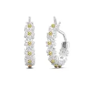 ANYCO Earrings 925 Silver Daisy Classy Huggie Hoop Hypoallergenic Fashion Accessories