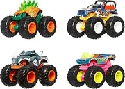 Hot Wheels Monster Trucks 1:64 Scale Monster Trucks Toy Trucks Set of 4 Giant Wheels Favourite Characters and Cool Designs JGD65