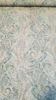 Waverly paisley bandanna teal burlap fabric by the yard stock 2