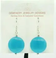 Sterling Silver Blue CHALCEDONY Gemstone Dangle Earrings #7993...Handmade USA