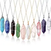 10 Pieces Hexagonal Crystal Pendant Necklace