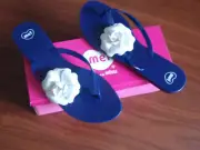 MEL Honey III Spad woman's flip flops size 10 US Blue/White - made in Brazil