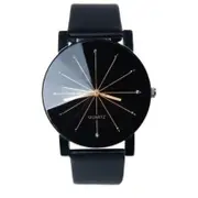 Veile Studios Leather Strap Line Analog Quartz Men Wrist Fashion Watches