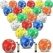 Wettarn 24 Pcs Soccer Ball Bulk Sport Soccer Ball Toys with Pump and Net Bag Outside Machine Stitched Balls for Practice Playing Game Training (Size 4, Vivid Colors)