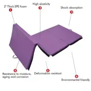 SUPER LARGE 3MX1M - YOGA MAT GYMNASTICS FOLDING GYM EXERCISE MAT - PURPLE