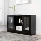 NNEVL Vitrine Cabinet Black 120x30.5x70 cm Chipboard