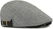 [Dalababa] Men's Flat Hat, Herringbone Gatsby Flat Hat, Beret, Peaked Cap, Adjustable Tweed Newsboy Barret Cap, 55-60 cm
