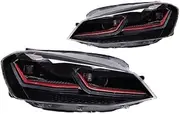 Car Lights Compatible For VW Golf7 Compatible For Golf 7 MK7 Headlight 2013-2017 Head Lamp Drl Projector Lens Automotive Accessories(RED,LHD)