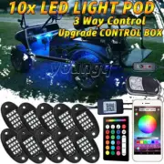 10 Pod RGB LED Rock Light Music Control For Club Car EZGO Yamaha Golf Cart Kart