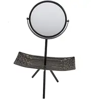 Ipetboom Flip Vanity Mirror Table Mirror with Stand Makeup Mirror for Desk Desktop Stand Desk Stand Tabletop Mirror Portable Vanity Mirror Make up Mirror Ironwork (The Plate is Wooden)