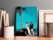 Miami Vice - Sonny Crockett and Ricardo Tubbs Vector A1/A2/A3/A4 Canvas FRAMED