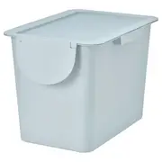 TRÖSKNING bin with lid, light grey-blue, 25 l