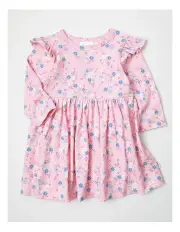 [Sprout] Built in Bodysuit Flower Dress in Pale Pink