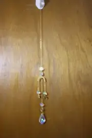 Suncatcher Crystal Light Prism Sun Moon Star Gold Star Brass 16" Garden Window