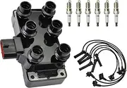 Auto Ignition Coil & Spark Plug(6pcs) & Wire(6pcs) for Mazda Explorer Spark V6 FD480