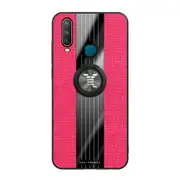 For Vivo Y3 Stitching Cloth Texture Shockproof TPU Protective Case with Ring Holder(Red)