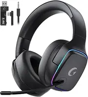 2.4GHz Wireless Gaming Headsets for PS5, PS4, PC, Switch - Bluetooth 5.3 Gaming Headphones with Noise Canceling Mic, 7.1 Surround Sound, 70H Battery, RGB Lighting - Black