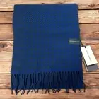 The Tartan Blanket Co. 100% Lambswool Cobalt Houndstooth Scarf Soft Warm 68” New