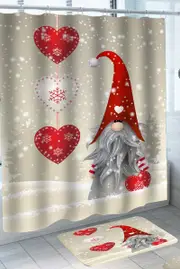 White and Red Christmas Dwarf Gnome in the Snow Shower Curtain