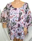 Democracy Women Plus Size 1x 2x 3x Mauve Layered Lined Floral Tunic Top Blouse