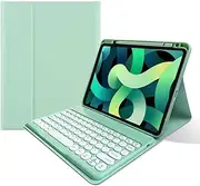 Keyboard Case for iPad 9th / 8th / 7th Generation 10.2 Inch, iPad Air 3 10.5"(3rd Gen)/iPad Pro 10.5" Magnetically Detachable Wireless Bluetooth Keyboard Soft Cover with Pencil Holder (Mint Green)