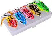 Daseeme Topwater Frog Lure, Fishing Lures Kit,Realistic Frog Lures with Weedless Hooks,Soft Swimbait Floating Bait for Saltwater Freshwater Trout Bass