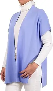 [Marenza] Women's Cashmere Cape Mixed Jacket Made in Italy Merino Wool Cashmere Black Beige White Pink Knitted Scarf Elegant Gift Warm Winter Clothing, lavender, One size