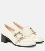 [Roger Vivier] Roger Vivier Viv' Rangers patent leather loafer pumps AU 7 white