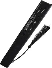 [JUMPLAWN] Elegant Chinese Dance Hand Fans Vintage Prop Folding Fans Traditional Bamboo Frame for Events Black