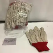 Qty 12 Cotton/Polyester Corded Double-Palm w/ NapIn Finish Gloves Knit Wrist MED