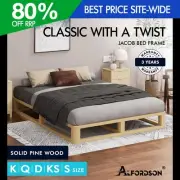 ALFORDSON Bed Frame Queen Double King Single Size Wooden Mattress Base JACOB