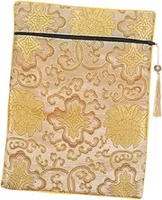 COOPHYA Zippered Scriptures Sundries Pouch with Tassel for Religious Texts Decorative Cloth Bible Cover Wrapping Bag Versatile Storage for Temple Supplies Jewelry Classic Style Light