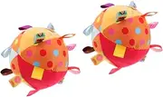 Totority Early Educational Plush Ball 2pcs Sound Bell Montessori Sensory Toy Soft Comforter Baby Development Ball Crib Decor Ball