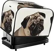 Pug Dog Toaster Cover 2 Slice Bread Machine Covers Waterproof Universal Size Kitchen Small Appliance Cover with Hang Loop, Dust and Fingerprint Protection