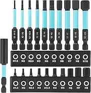 21pcs Hex Head Allen Wrench Drill Bit Set Allen Key Metric Imperial Screwdriver Bits with Magnetism Alloy Steel Impact Drill Bit Set Hex for Automobile