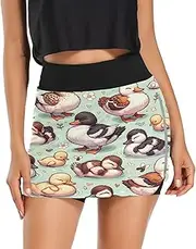 [RPLIFE] Cute Ducks Mini Skort, High Waisted Short with Pocket, Hiking Skorts