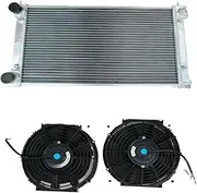 Aluminum RADIATOR+SHROUD+FANS Compatible For VW GOLF MK1 MK2 MK I II GTI/SCIROCCO 1.6 1.8 8V 16V MT