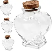 BIUDECO 4pcs Heart Shaped Mini Glass Bottles with Cork Lids Clear Wish Jars for DIY Crafts Wedding Party Favors Valentines Day Decorations Versatile Containers for Items
